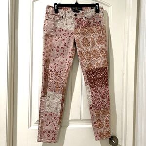Lucky Brand Jeans Patchwork Paisley Floral Boho Charlie Skinny Brown size 2/26